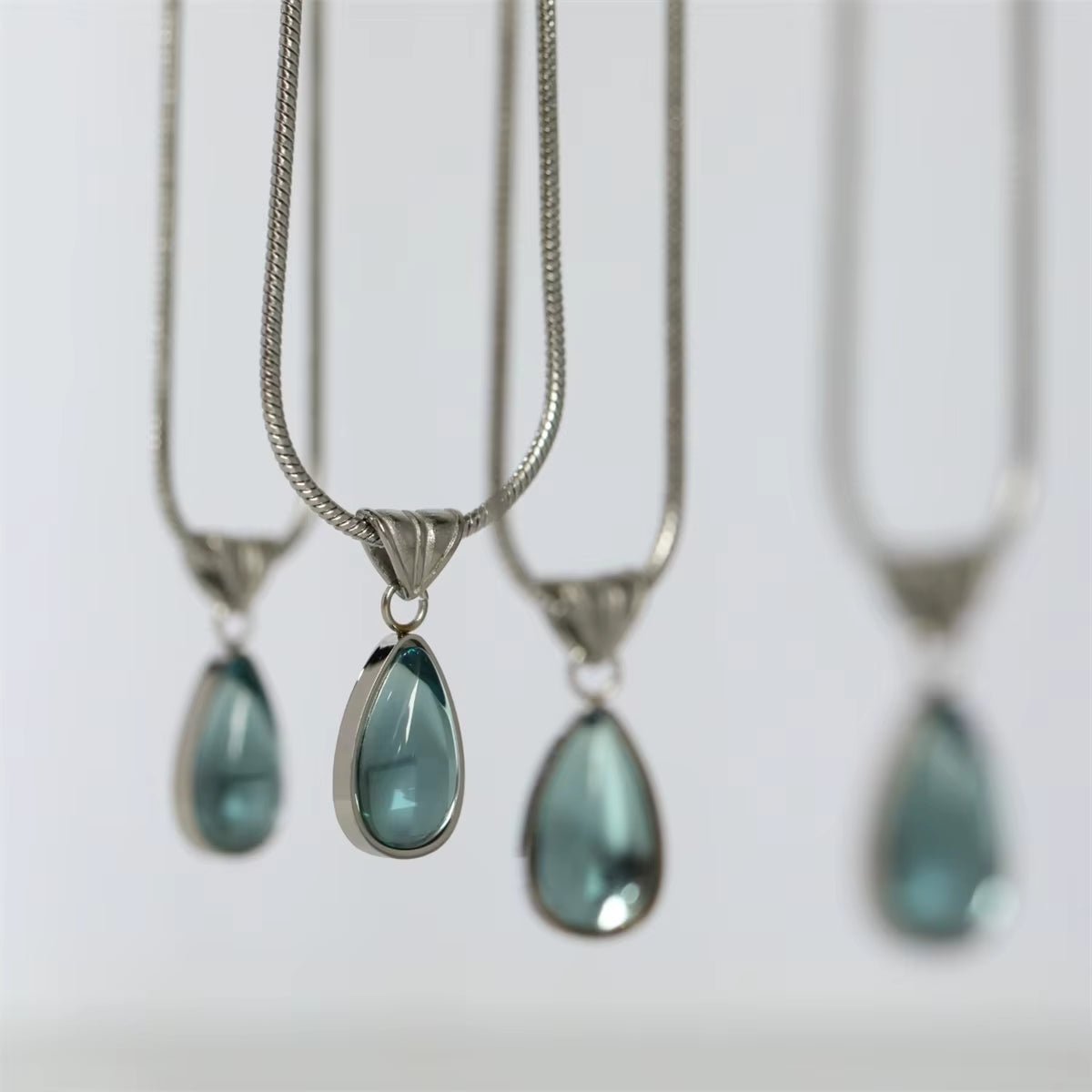 Water Droplet Blue Ocean Necklace