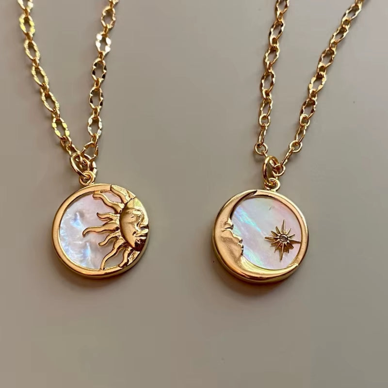Vintage Sun & Moon Pendant Necklace