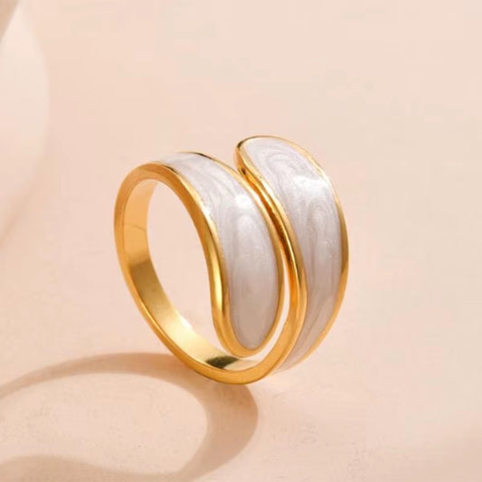 Retro Gold Double Oil Drip Open Ring