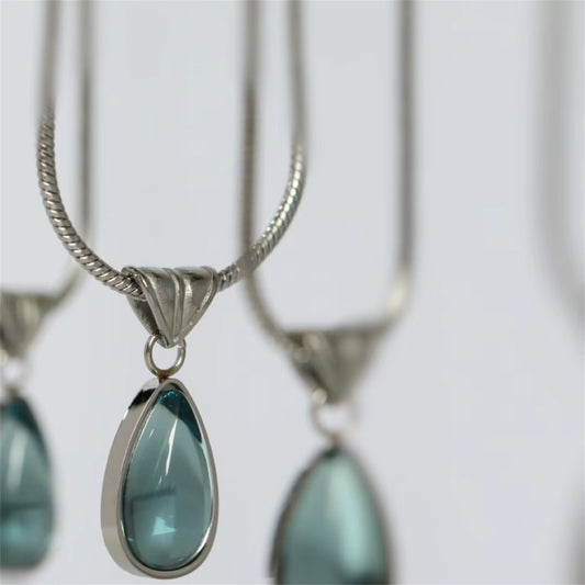 Water Droplet Blue Ocean Necklace
