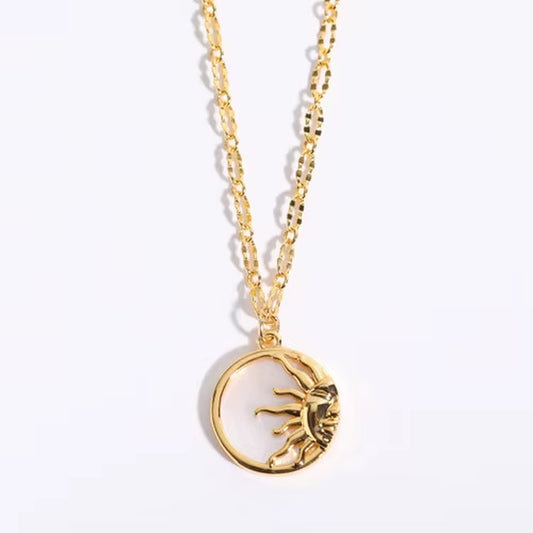 Vintage Sun & Moon Pendant Necklace