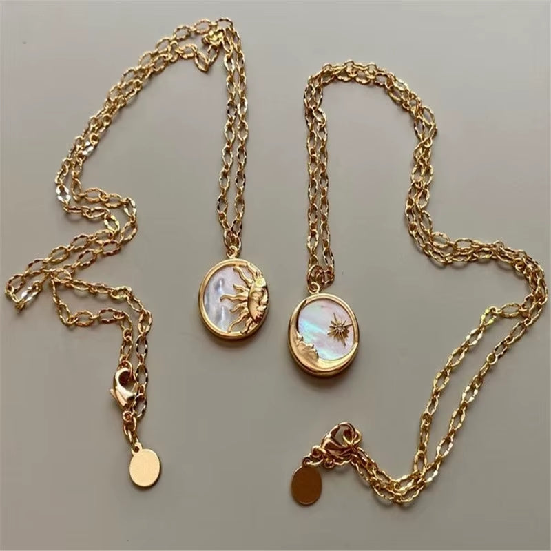 Vintage Sun & Moon Pendant Necklace